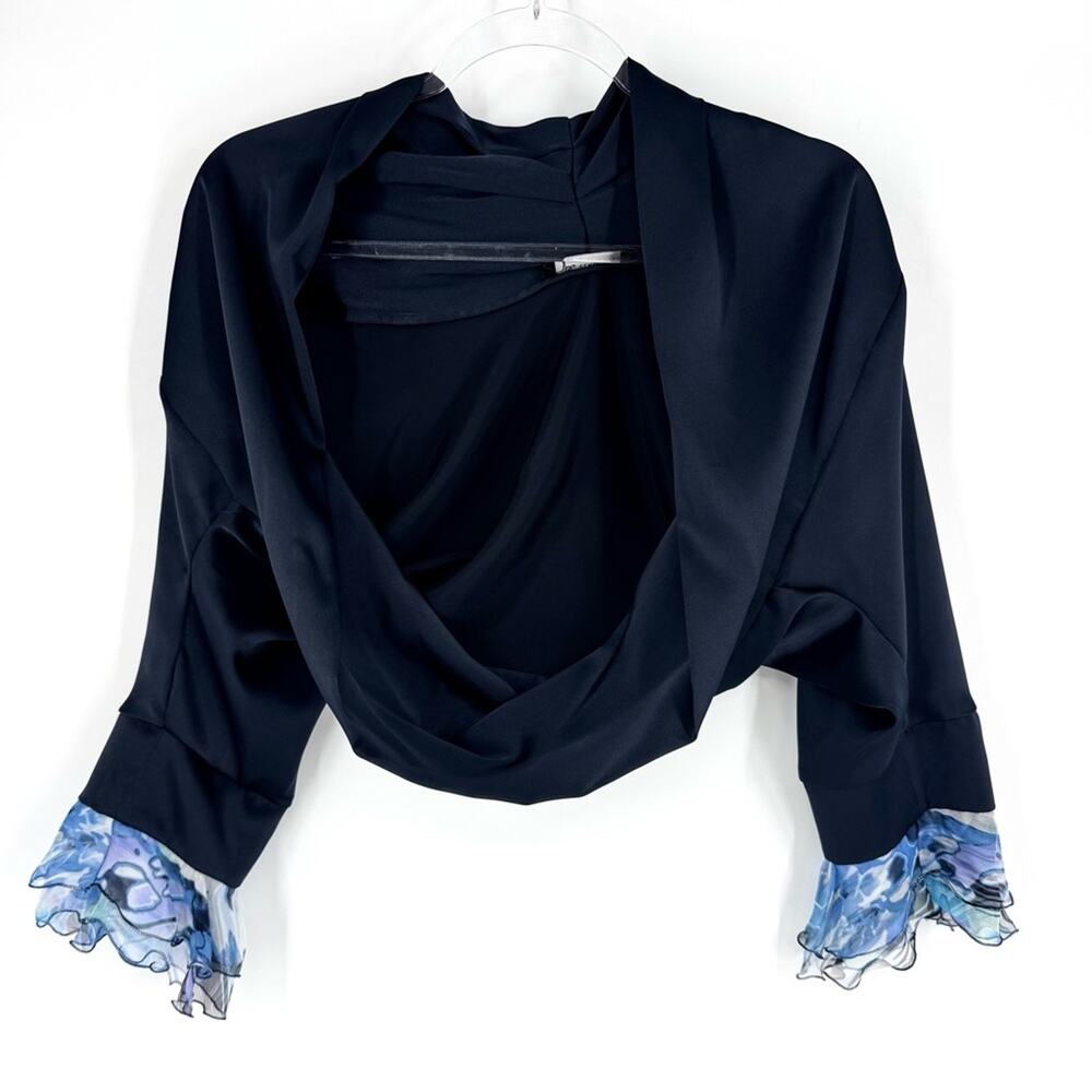 Claudia Gil‎ Blue Patterned Faux Wrap Sleeveless Dress with Jacket Silk Size 6 - Picture 8 of 14